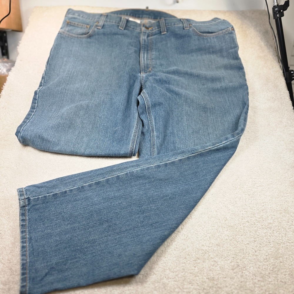 Carhartt Jeans Mens 46x32 Blue Denim Straight Relaxed Fit Workwear Outdoor
